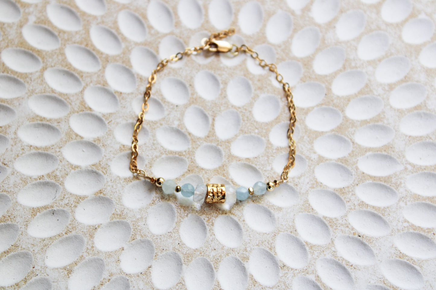 Saskia 14K Filled Gold, Moonstone and Aquamarine Tribal Bracelet