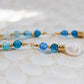 Indigo 14K Filled Gold, Genuine Freshwater Pearl, Blue Agate & Aquamarine Drop Earrings