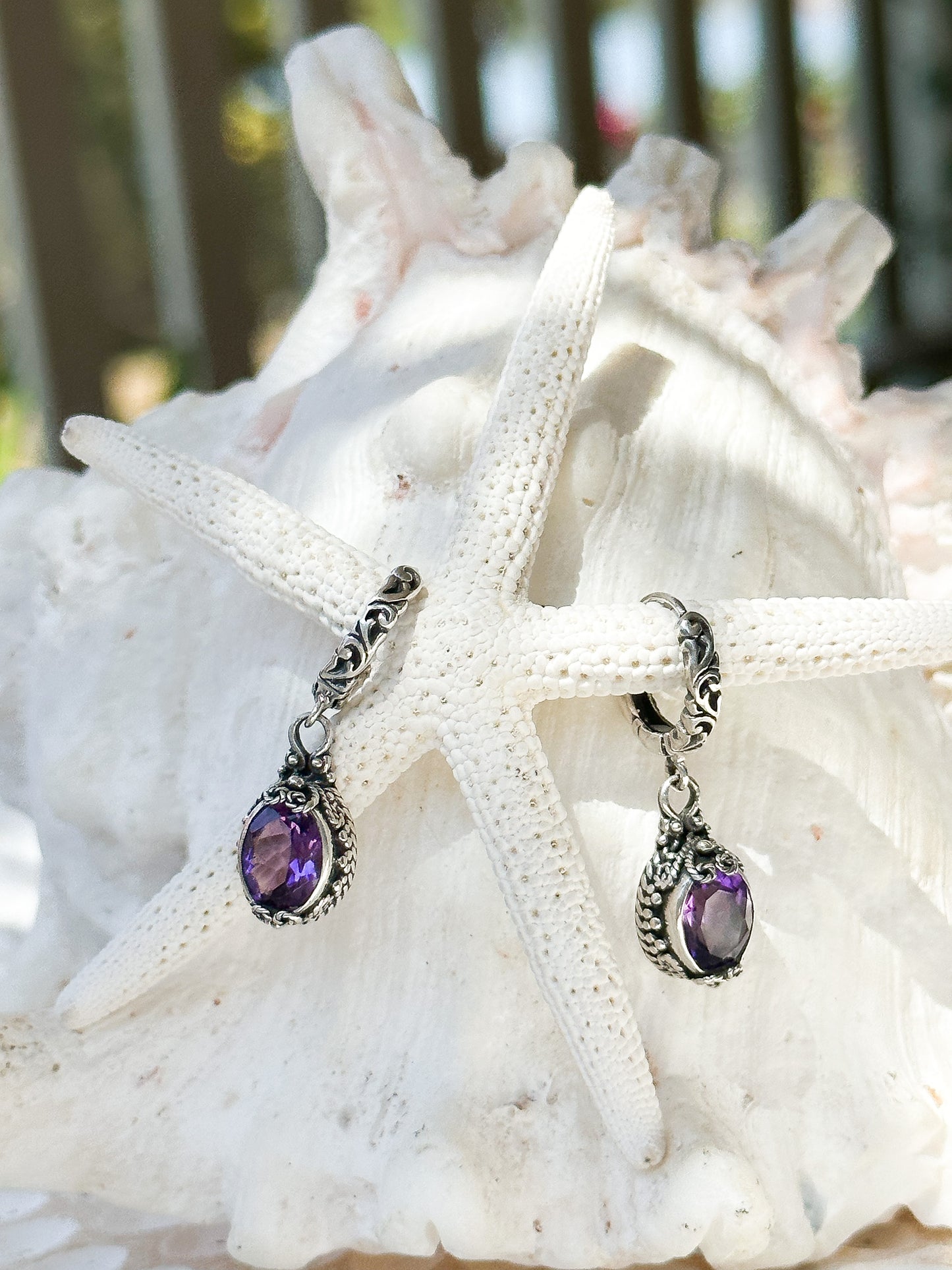 Sterling Silver & Amethyst Gianyar Earrings