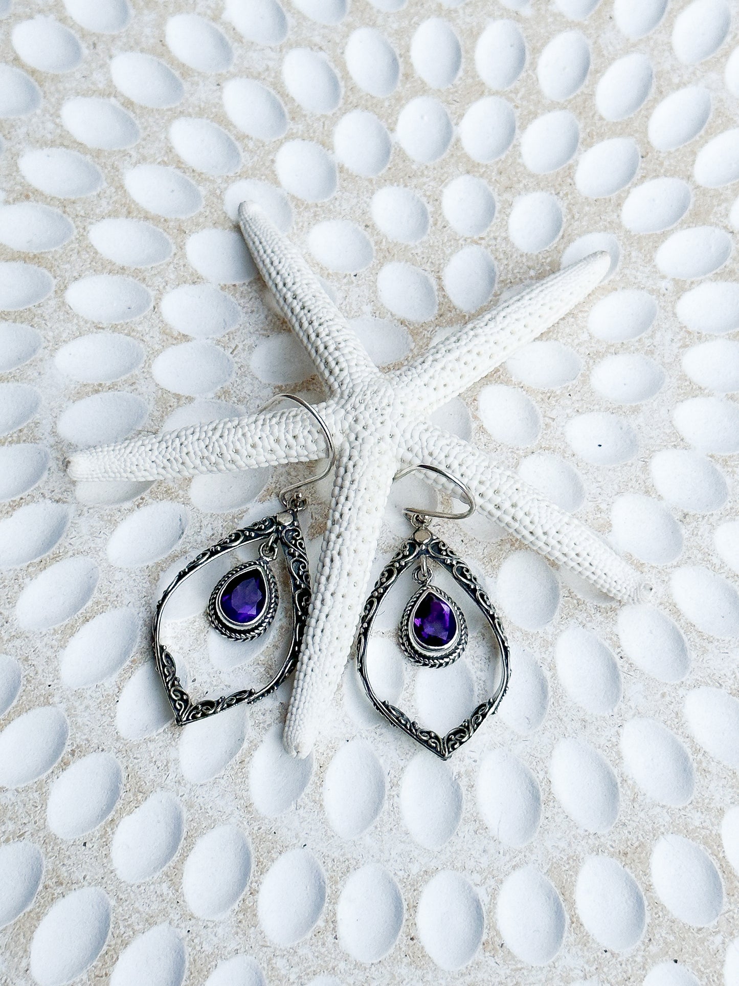 Sterling Silver & Amethyst Hinaya Earrings