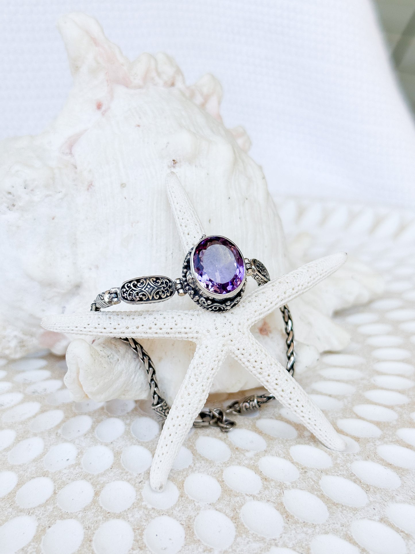 Sterling Silver & Amethyst Semarapura Bracelet