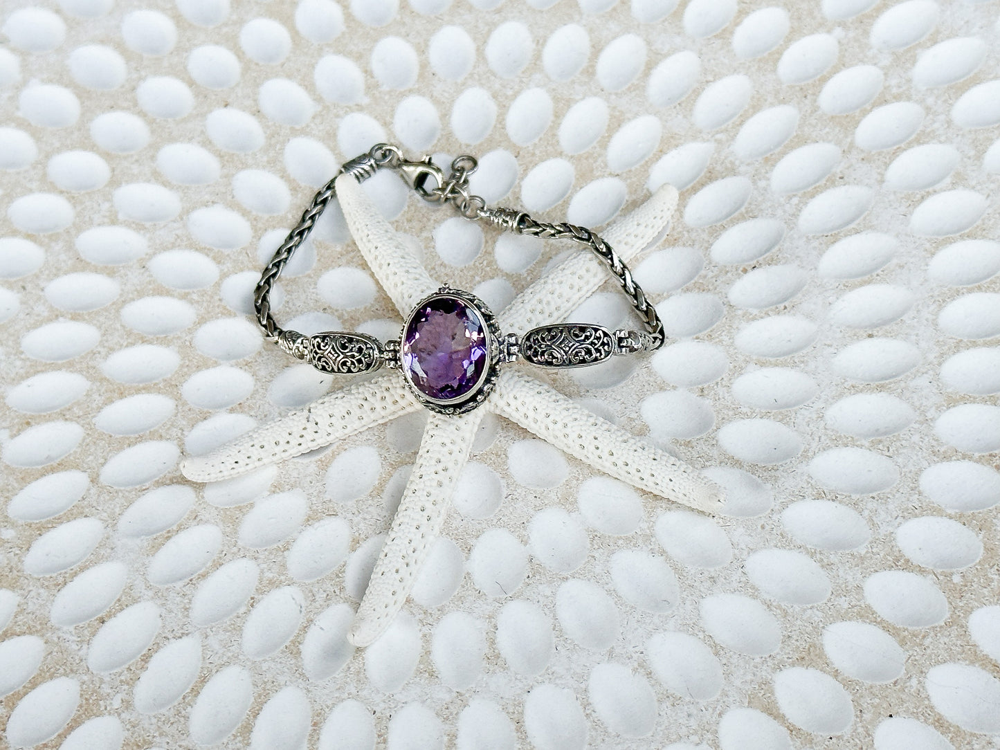 Sterling Silver & Amethyst Semarapura Bracelet