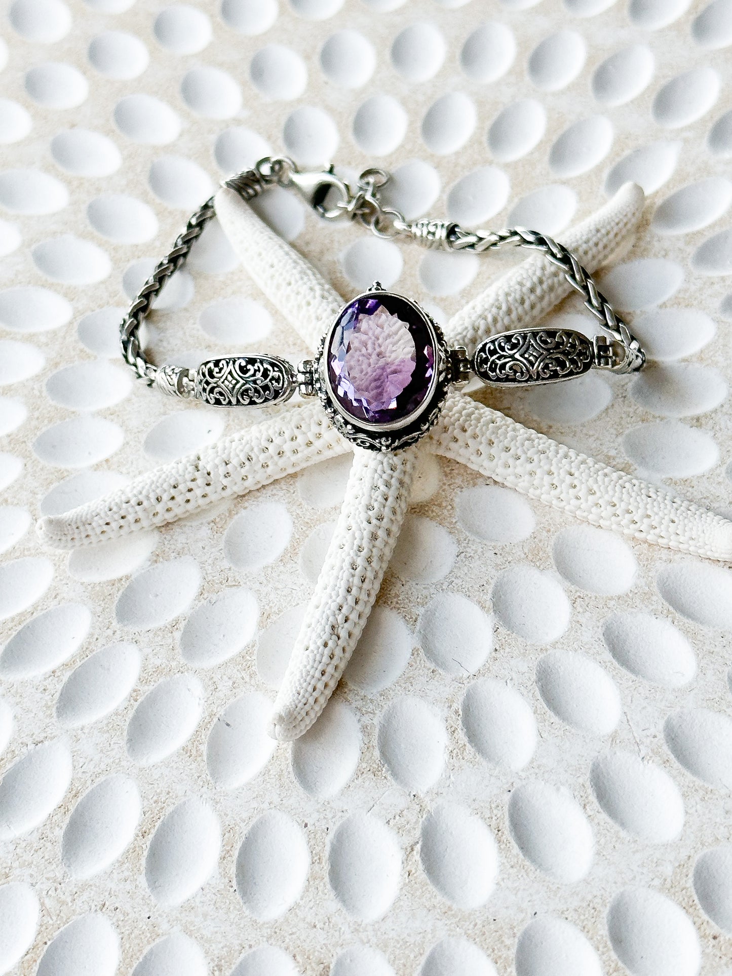 Sterling Silver & Amethyst Semarapura Bracelet