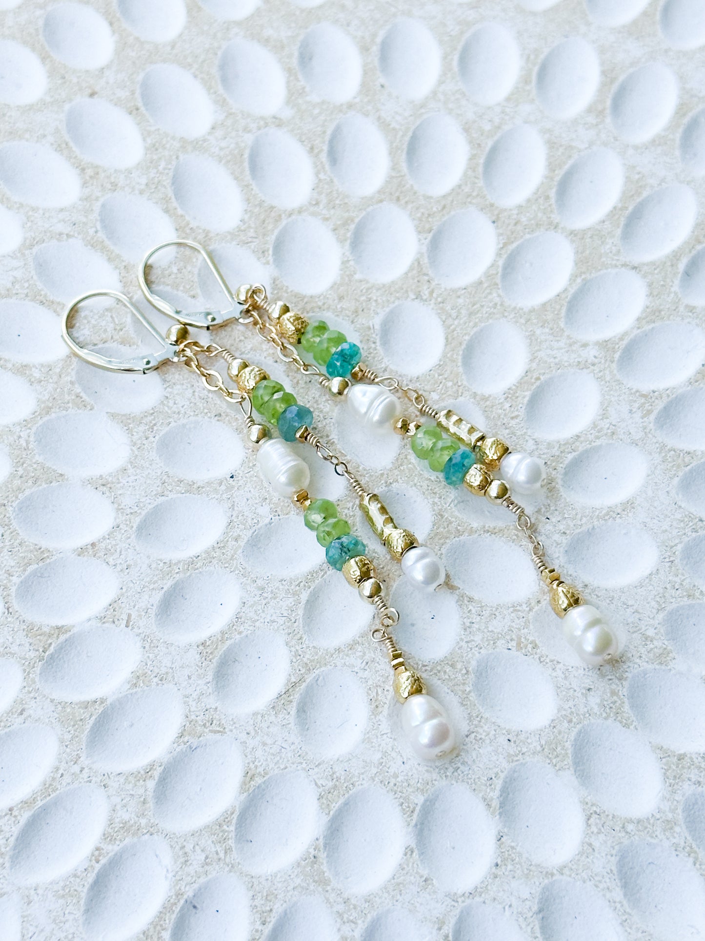 Prasinos 14K Filled Gold, Green Peridot, Apatite & Genuine Freshwater Pearl Drop Earrings