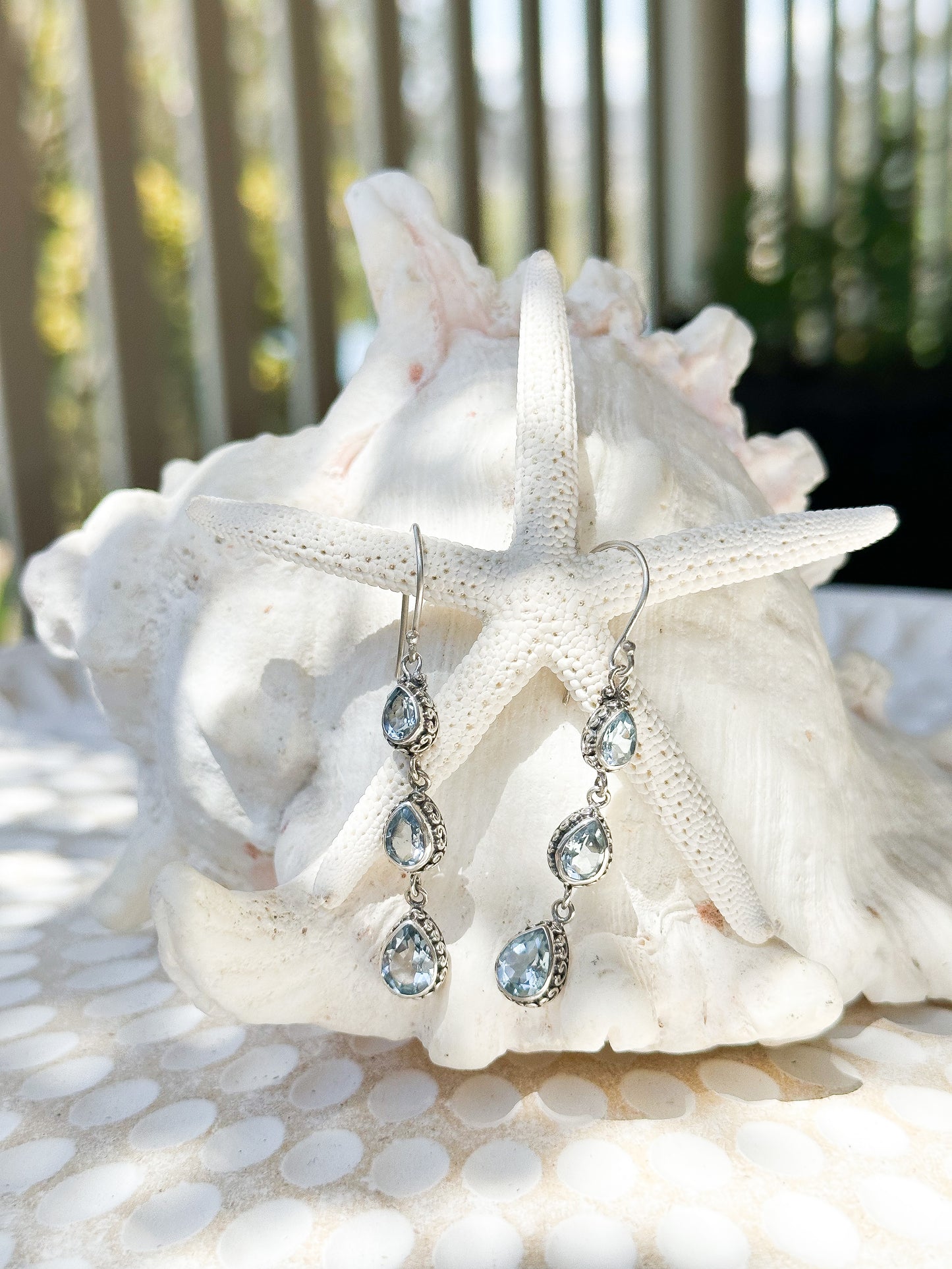 Sterling Silver & Blue Topaz Dias Earrings