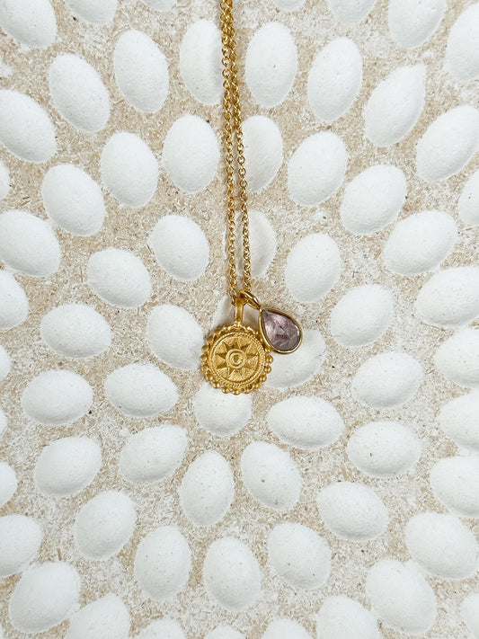 February Amethyst Birthstone Mandala Necklace
