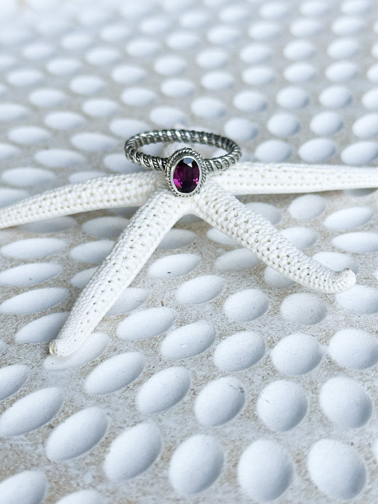 Sterling Silver & Rhodolite Tuban Ring