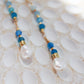 Indigo 14K Filled Gold, Genuine Freshwater Pearl, Blue Agate & Aquamarine Drop Earrings