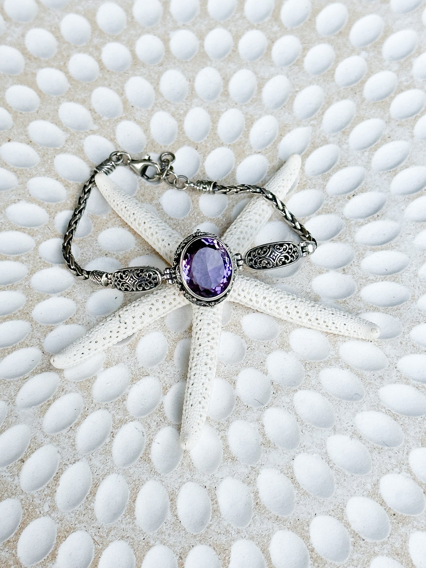 Sterling Silver & Amethyst Semarapura Bracelet