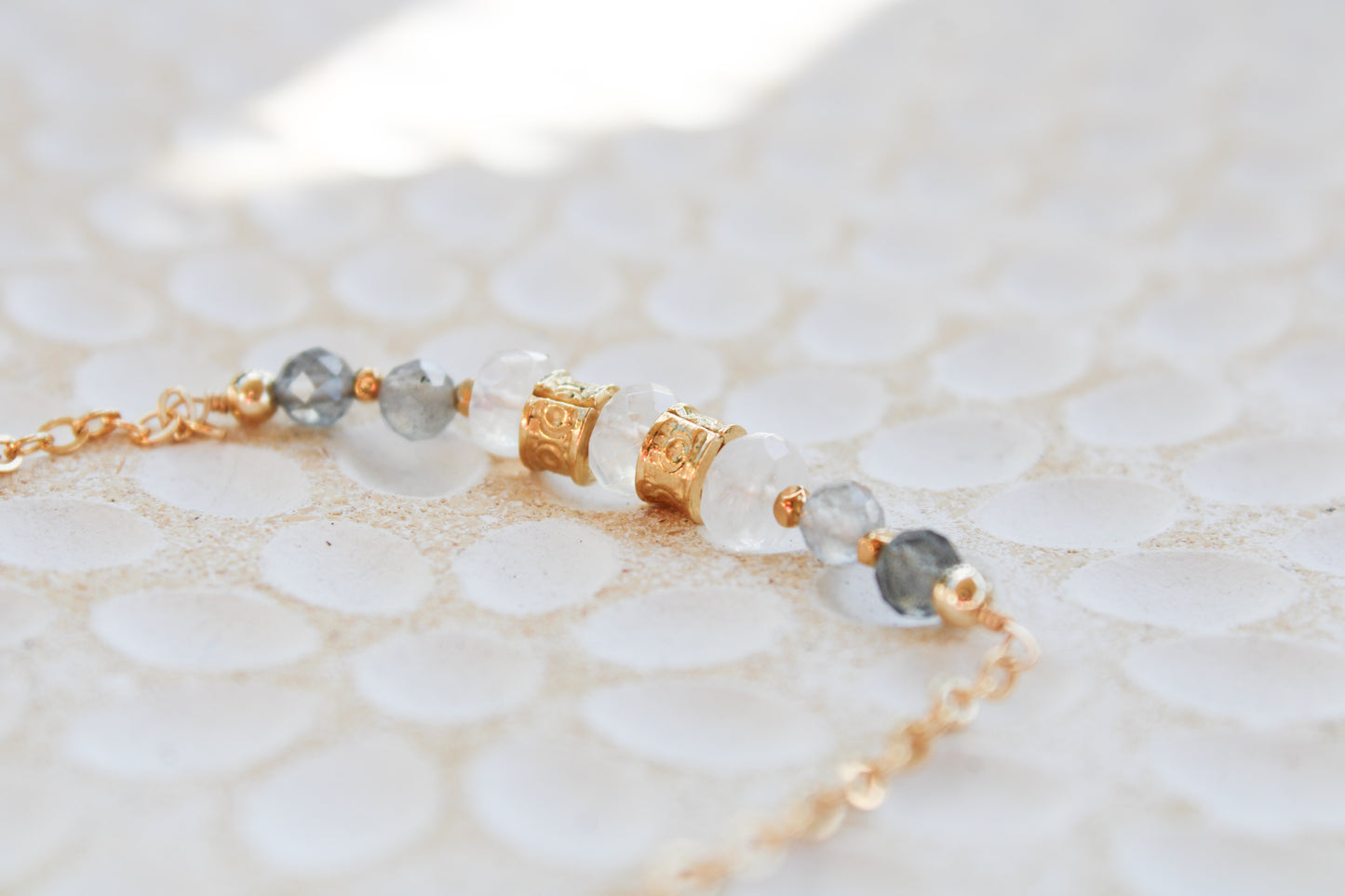 Shu 14K Filled Gold, Moonstone & Labradorite Tribal Bracelet