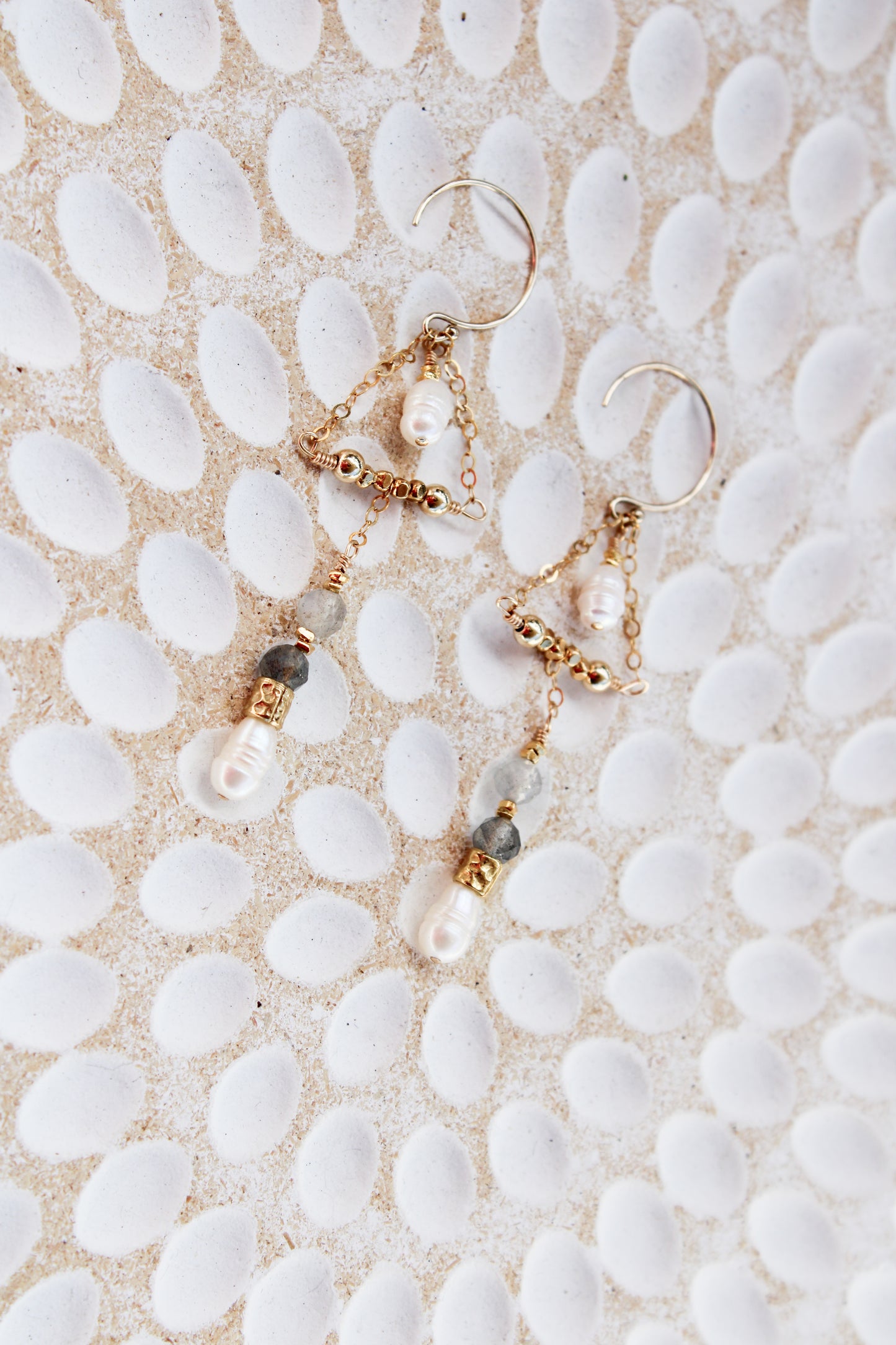 Kalia 14K Filled Gold, Genuine Freshwater Pearl & Labradorite Earrings