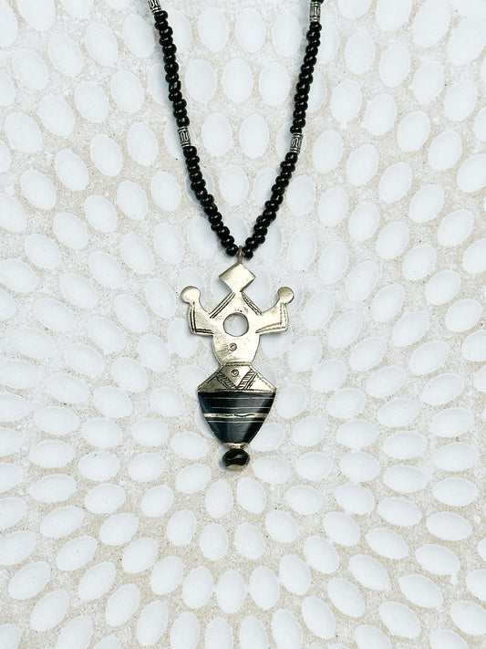 Tuareg Amulet Necklace - Silver & Ebony Dousing Rod