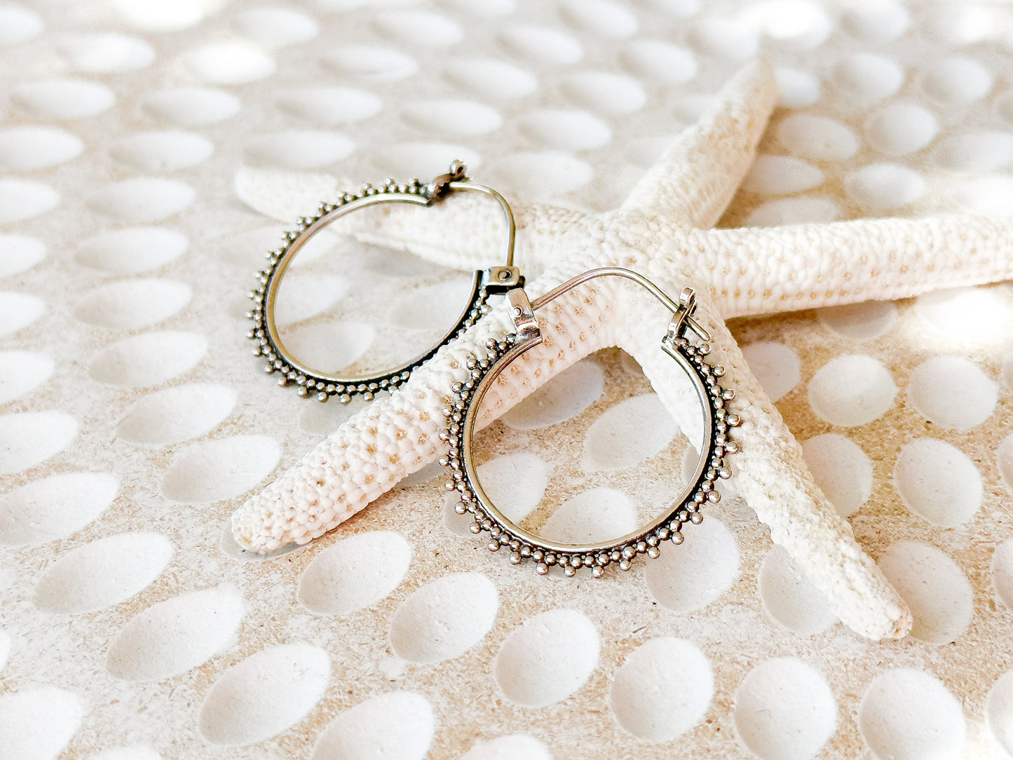 Sterling Silver Balinese Hoop Jawan Earrings