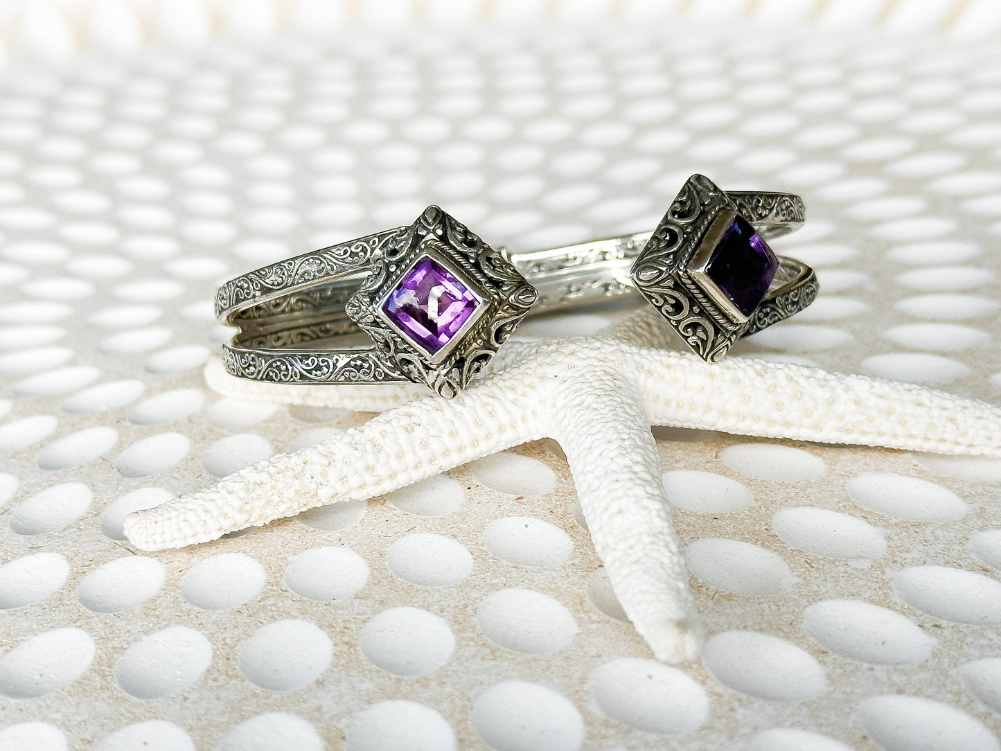 Sterling Silver & Amethyst Melaka Cuff