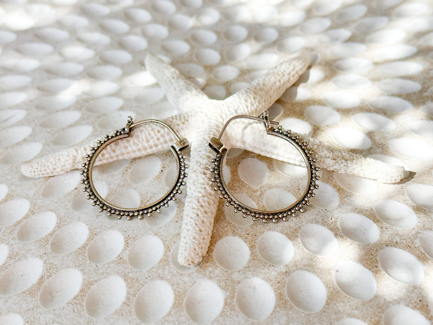 Sterling Silver Balinese Hoop Jawan Earrings