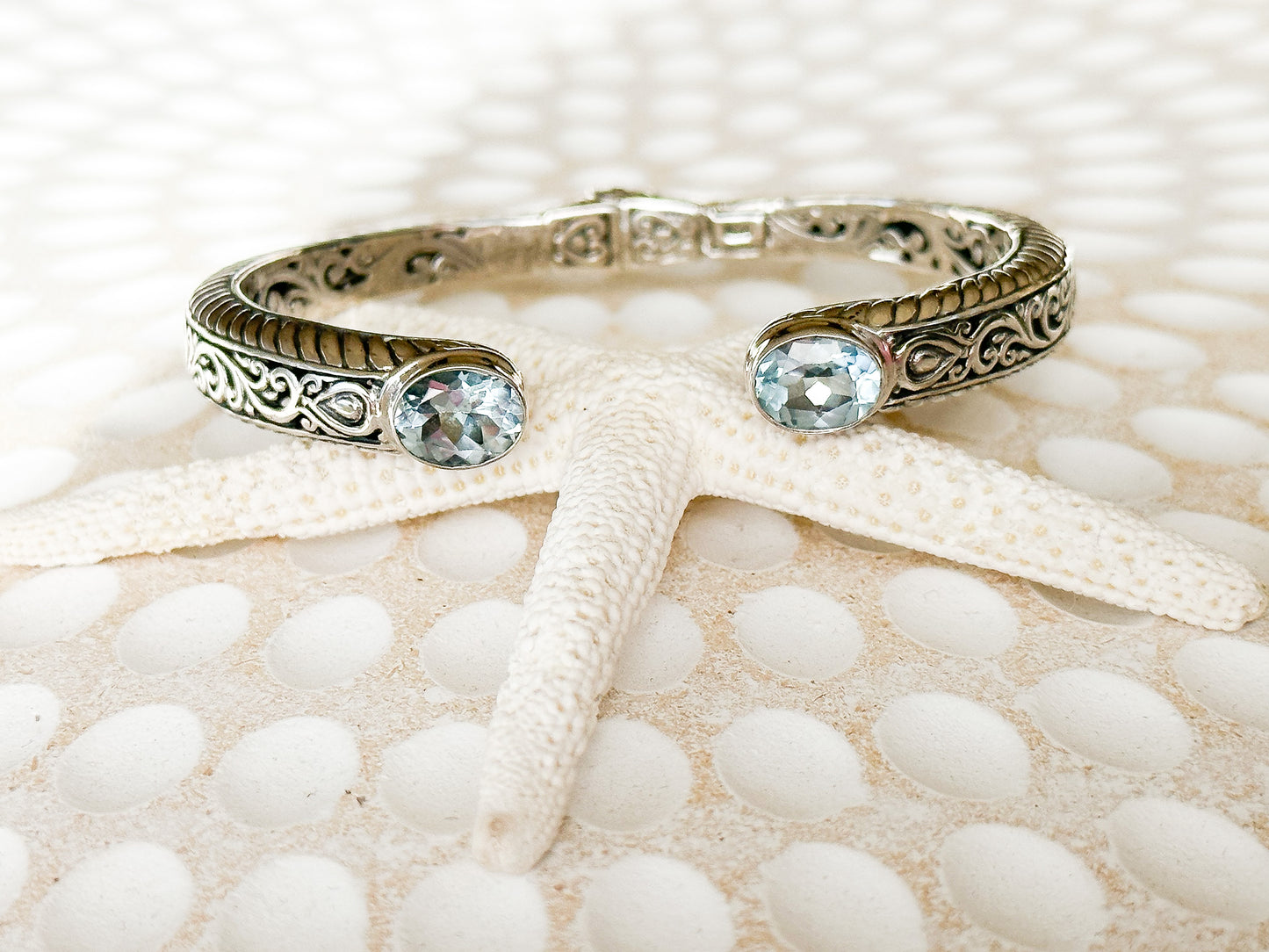 Sterling Silver & Blue Topaz Tana Cuff