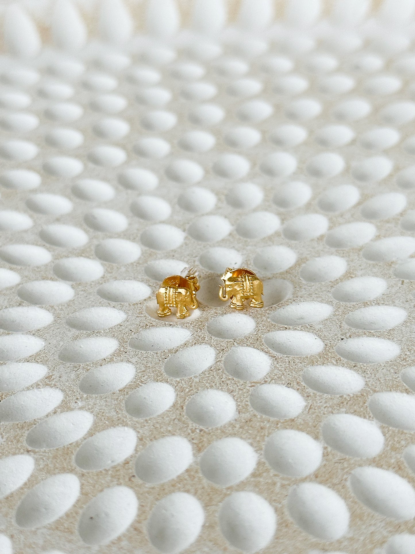 Gold Sacred Shelter Elephant Stud Earrings