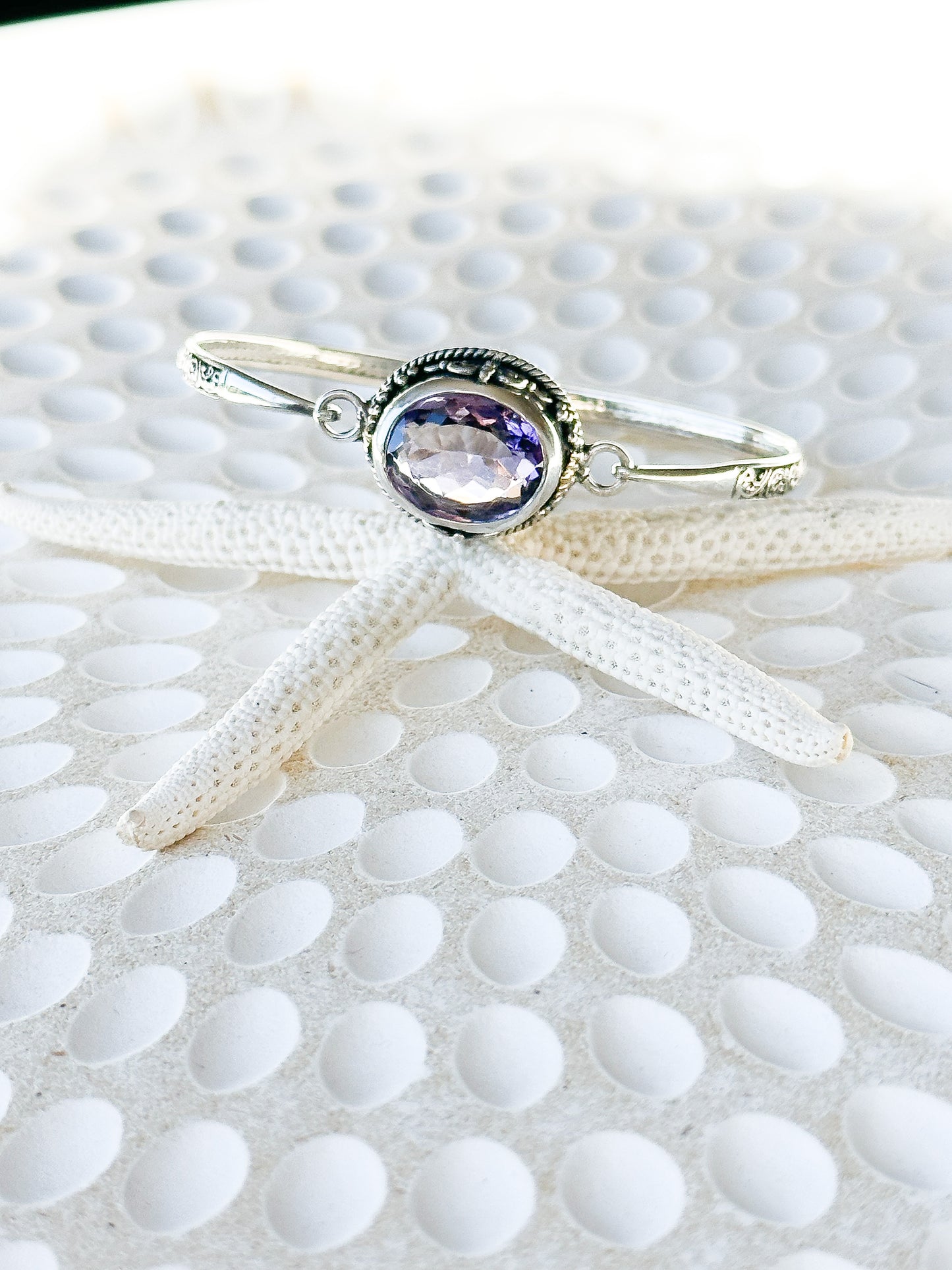 Amethyst & Sterling Silver Balinese Bracelet
