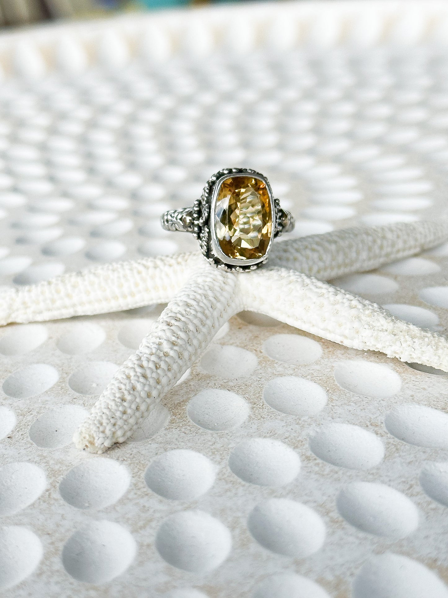 Sterling Silver & Citrine Balinese Fiarra Ring
