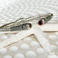 Sterling Silver & Garnet Balinese Gana Cuff