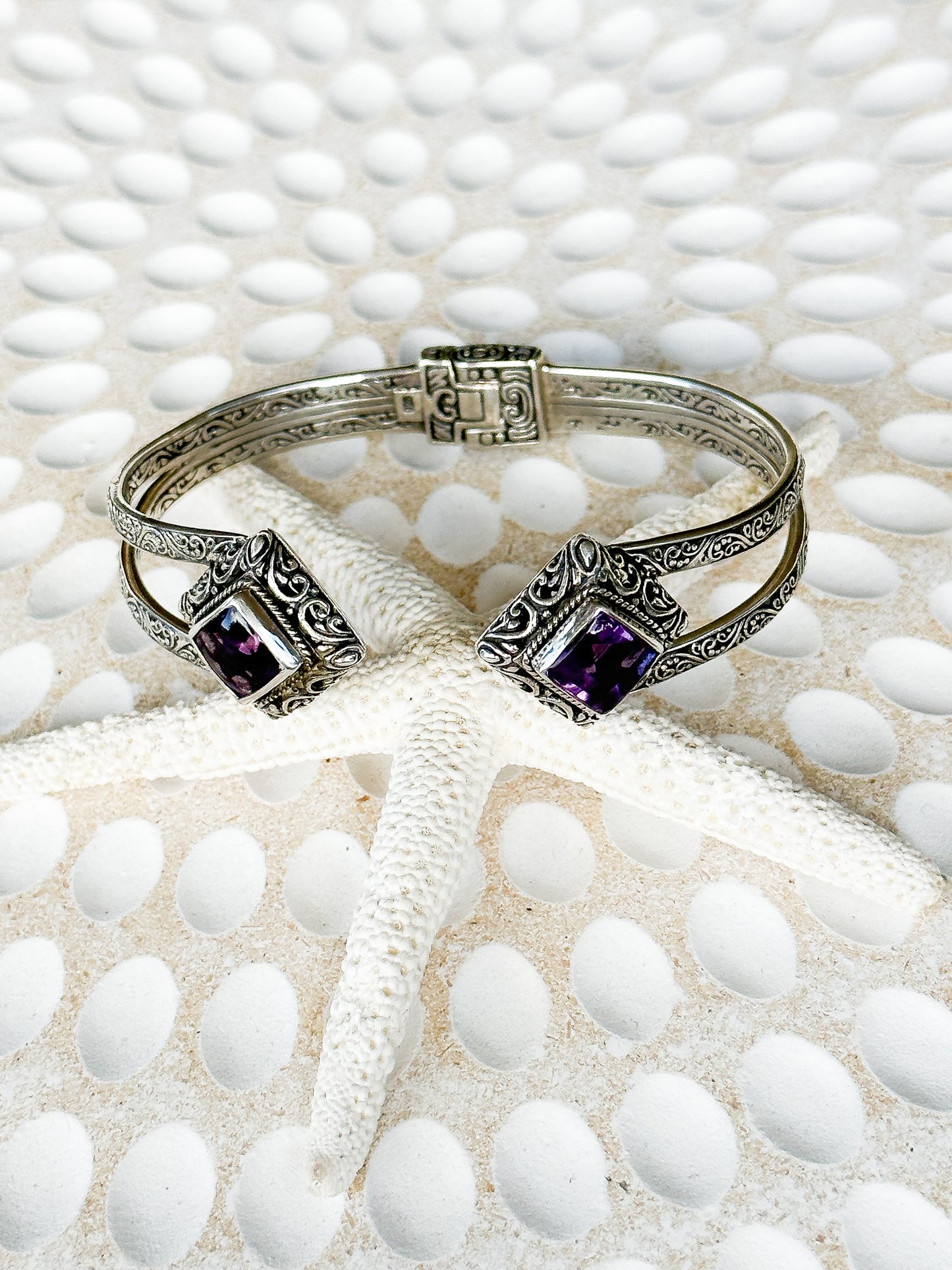 Sterling Silver & Amethyst Melaka Cuff
