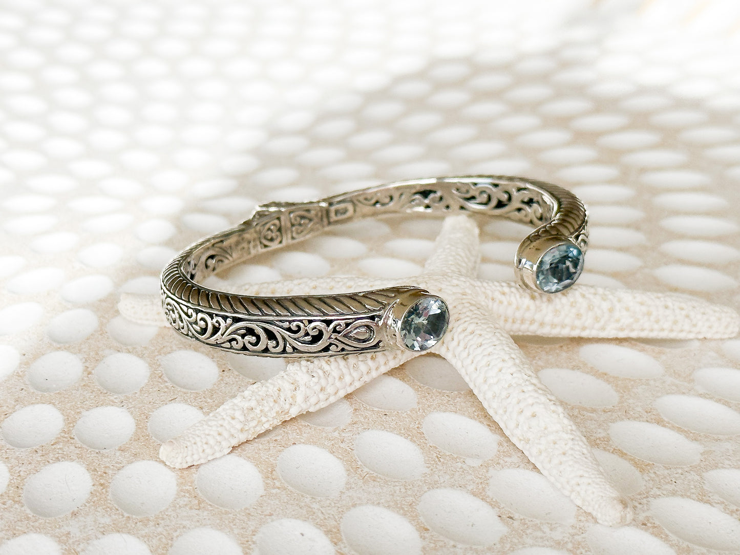 Sterling Silver & Blue Topaz Tana Cuff