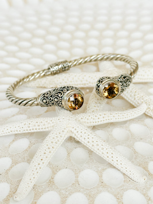 Citrine Yoni Balinese Sterling Silver Cuff