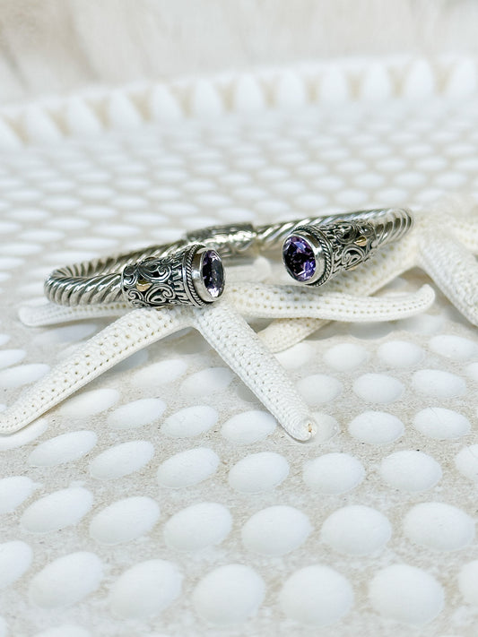 Amethyst, Sterling Silver and Kombinasi Gold Bona Cuff