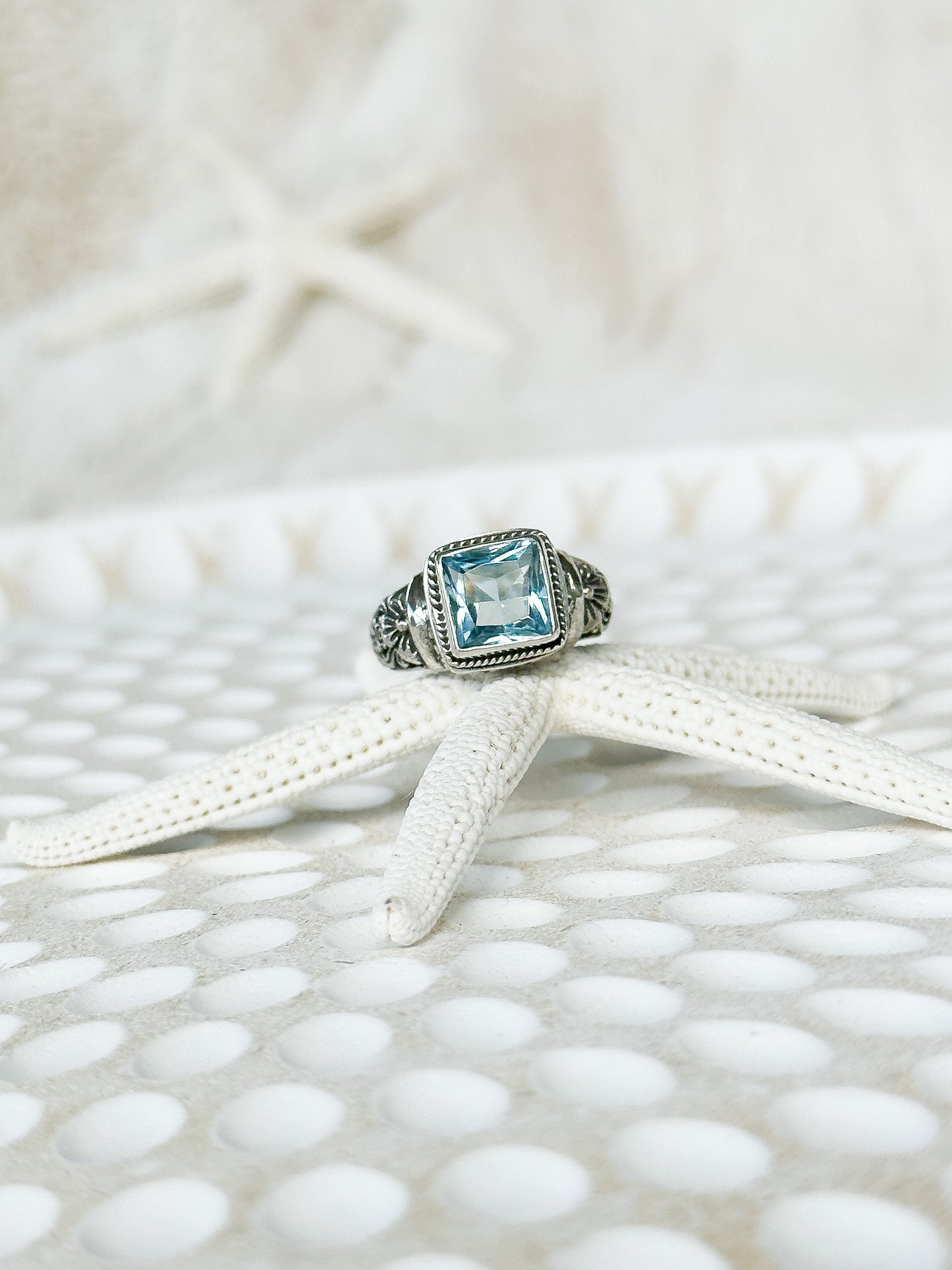 Blue Topaz Sterling Silver Dalung Balinese Ring