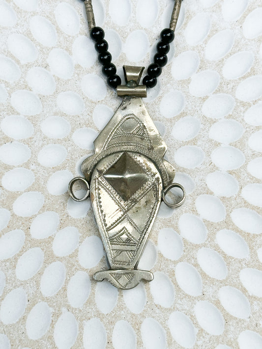 Handmade Tuareg Pendant Necklace - Silver Fish